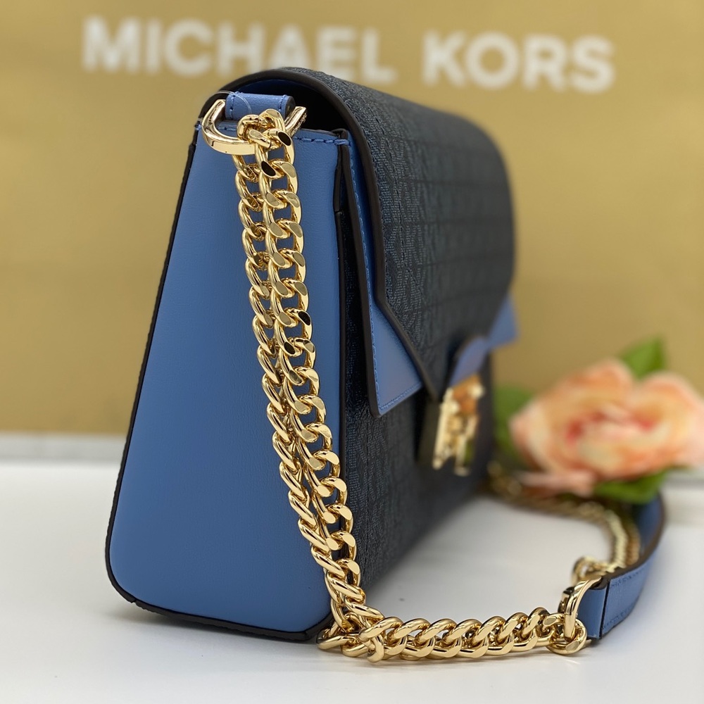 MICHAEL KORS KINSLEY MD SHOULDER FLAP FRCH BLUE MT - Picture 5 of 16